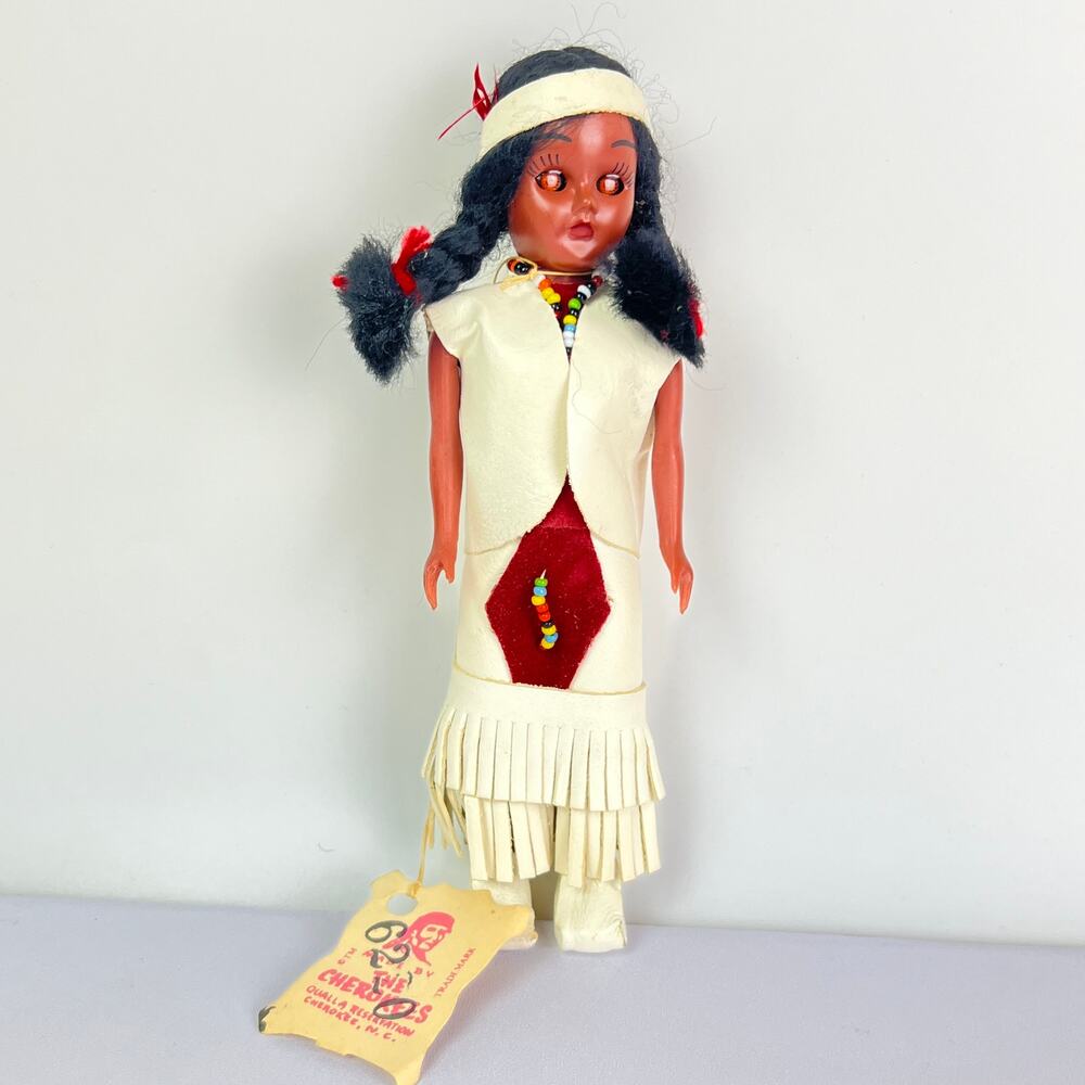 Native American Indian Girl Doll Original Tags Qualla Cherokee Reservation VTG